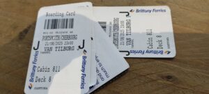 Our own Brittany Ferries boarding cards for Portsmouth to Cherbourg